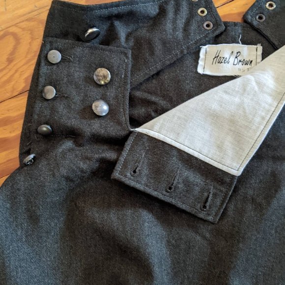 Hazel Brown Wool Skirt Button Waist Maxi Army Green Sz 3 - Picture 5 of 10